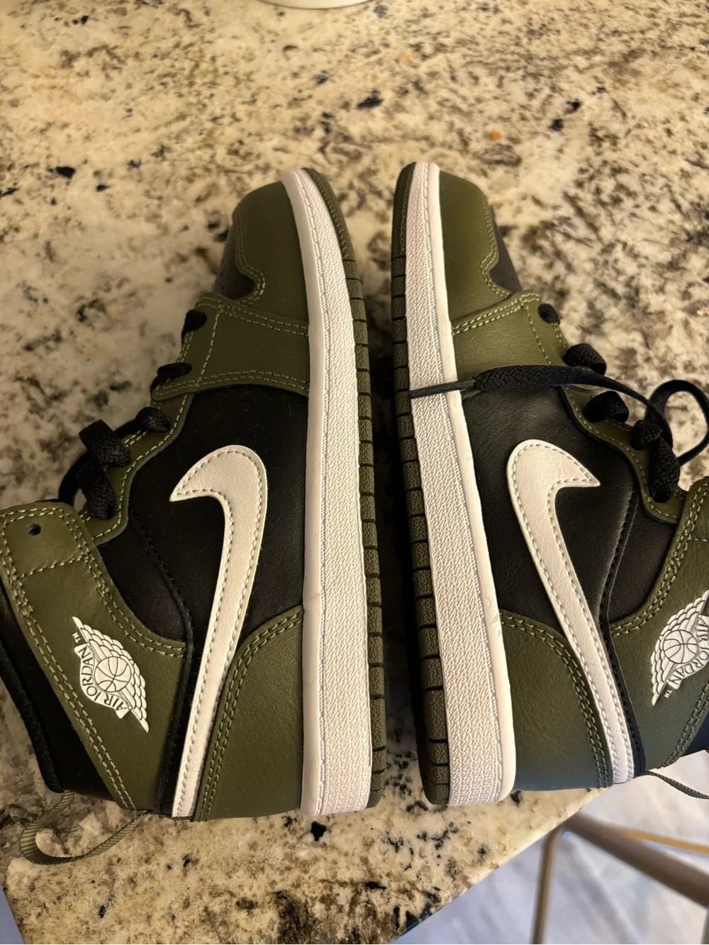 NEW - never worn - Jordan Kids Sneakers - Black & Olive Mid Top